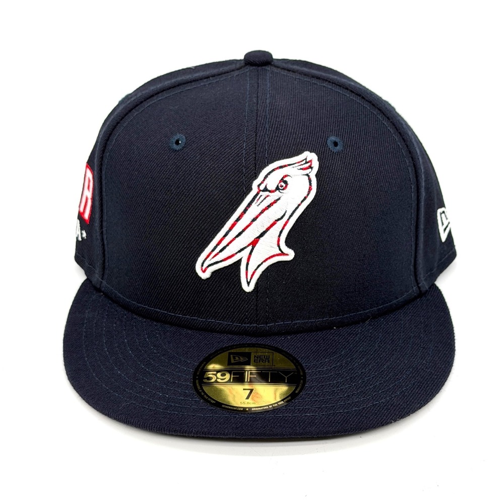New Era 59FIFTY Myrtle Beach Pelicans MiLB Fitted Hat Navy Blue Size 7 Used